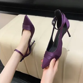 Satin Purple Light Mouth Women's Shoes 