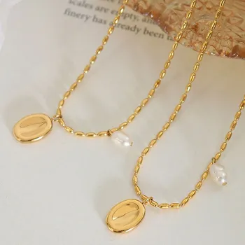 18k Gold Plated Stainless Steel Opal Bead Necklace