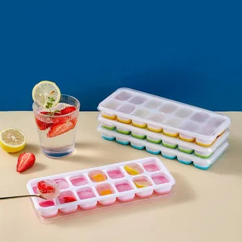 14-Hole Silicone Square Ice Tray With Lid 