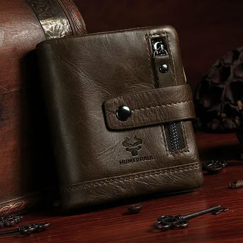  Multifunctional Zipper Genuine Leather Wallet