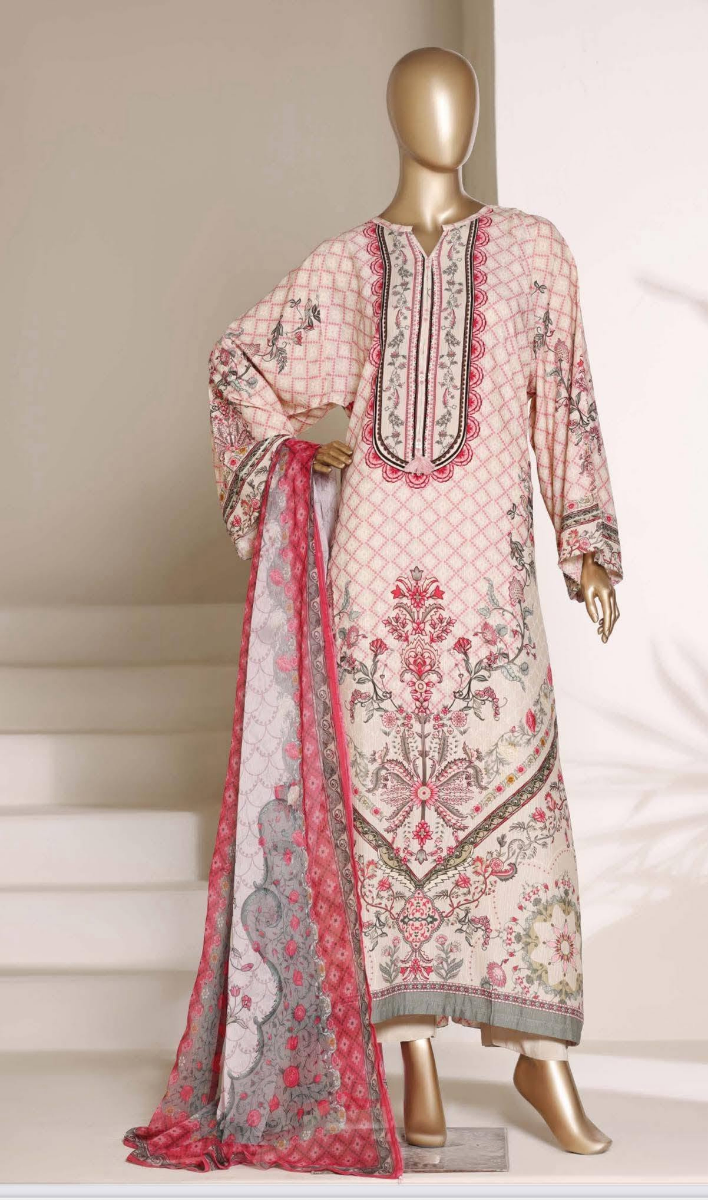 Pakistani Original Sadabahar Kaftaan 3Pcs_ Beige