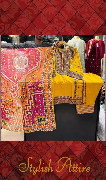 Pakistani Rangoon Stitched Cotton 3pcs _ Mustard Yellow