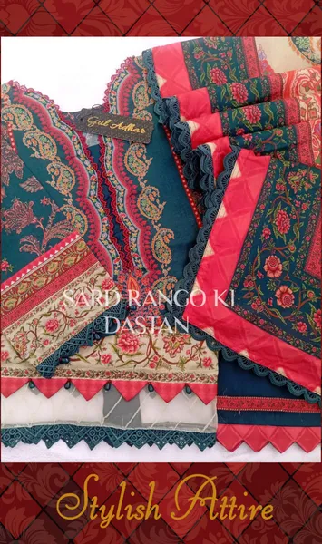 Pakistani Original Guladhar Premium Cambric Cotton Stitched 3pcs _ Sea Green