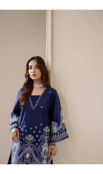 Pakistani Original Adan's Libas Embroidered Coord sets _ Navy Blue 