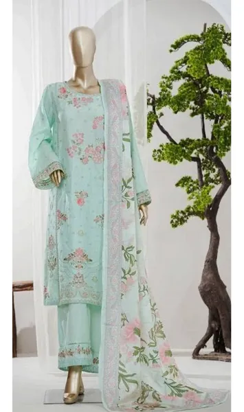 Pakistani Original Bin Saeed Luxury Jacquard Stitched 3Pcs _ Mint 