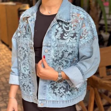  Casual Floral Lace Quick Denim Jacket