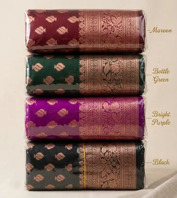 কাঞ্চিপুরম সফট সিল্ক শাড়ী ব্লাউস পিস সহ 