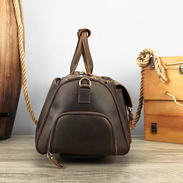 RETRO HIGH-END CRAZY HORSE LEATHER TRAVEL BAG GB-4059c