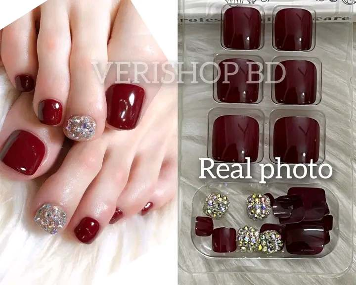 MAROON STONE WORK TOE NAIL