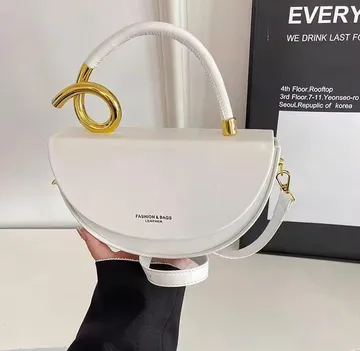 Elegant Gold Loop Handle Half Moon Bag