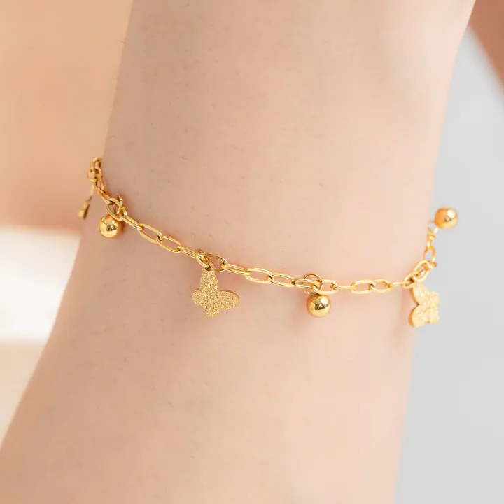 Stainless Steel Butterfly Beads Bracelet