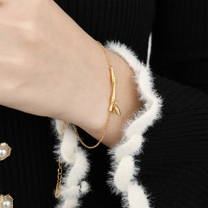 Gold Plated Bamboo Leaf Bracelet