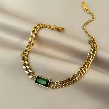 Titanium Steel Double Layer Green Bracelet