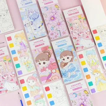 Painting Book with Watercolor Paints