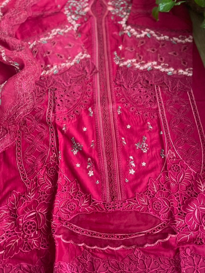 Pakistani Original Hayat’s Luxury Cotton Stitched 3Pcs _ Maroon 