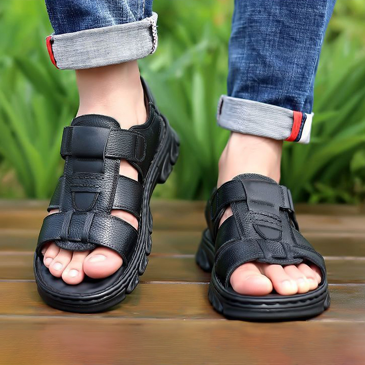 TOP-GRAIN COWHIDE NON-SLIP SLIPPERS 5123B 