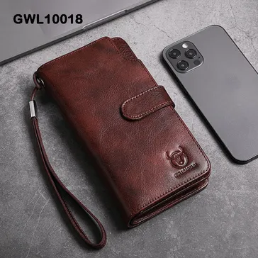 Men's leather long youth retro casual multi-functional wallet