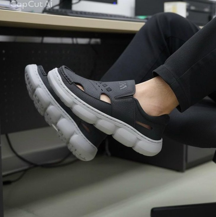 Brown Ventilated Slip-On Shoes Office Comfort Design 