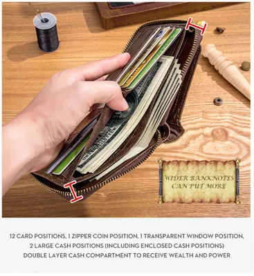 Genuine Leather Zipper Wallet