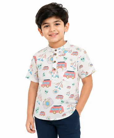 Boys Vehicle Print Shirt
