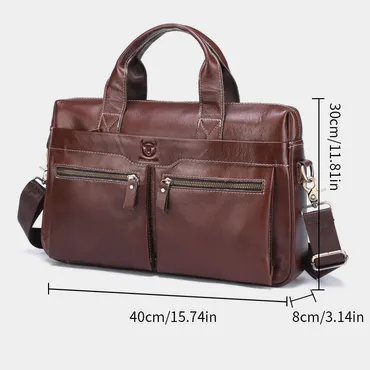 COWHIDE EXECUTIVE SHOULDER BAG GB-BC056Br