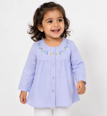 Baby Boss Lavender Floral Embroidered Girls Top