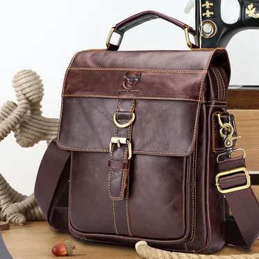 RETRO  GENUINE LEATHER BUSINESS PORTABLE BAG BC0302CF