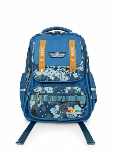 “Blue Camo StarForce School Backpack – Military Design Premium Edition”