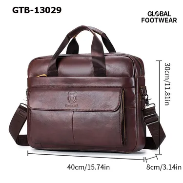 Men's Genuine Leather Business Briefcase Computer Portable Shoulder Bag