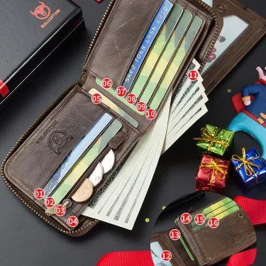 GENUINE LEATHER MULTI-FUNCTIONAL SHORT WALLE BC0025br