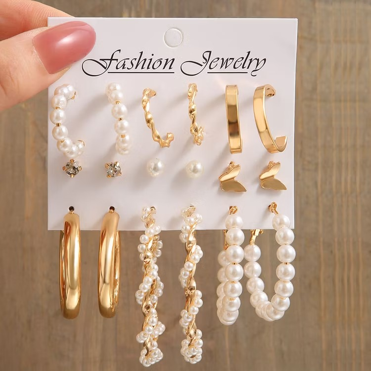 Vintage Pearl Twist Oil Butterfly Earring Set