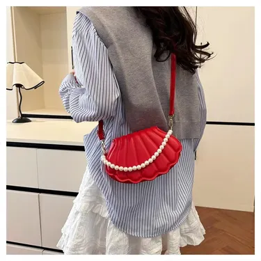 Shell-Shaped Velvet Crossbody Bag