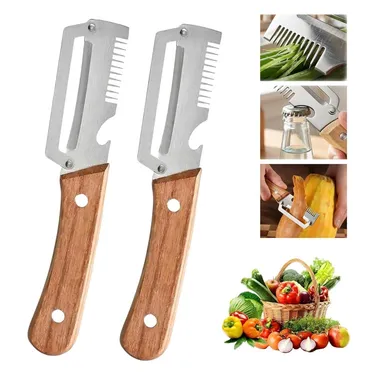 3 in 1 Vegetable Peeler with Wooden Handle Set
