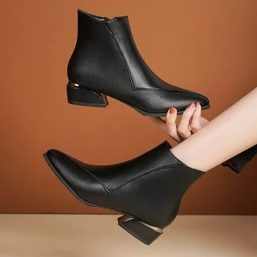 Women's Metal Heel Ankle Boots 