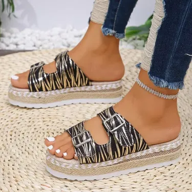 Women's Cross-Strap Platform Slippers