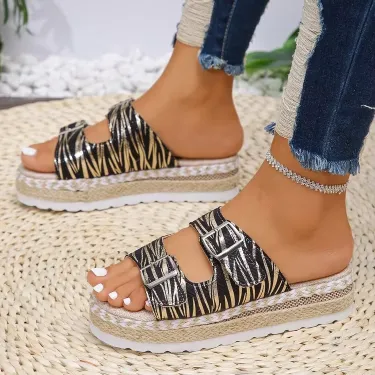 Women's Cross-Strap Platform Slippers