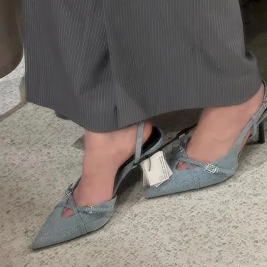 New Pointy Denim Stiletto High Heels