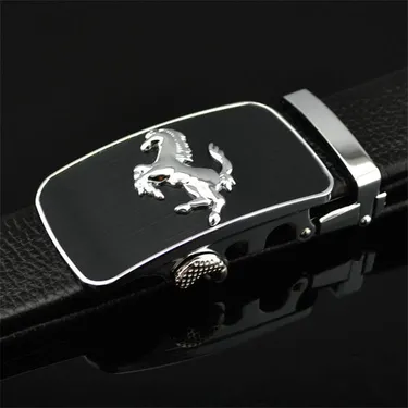  Buckle Good Quality Genuine Leather Ratchet Leather Belt Mens