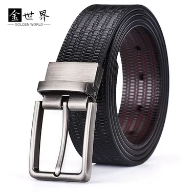 New business rotary buckle men's leather belt 