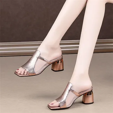 THICK HEELS FASHIONABLE AND COMFORTABLE SQUARE HEAD SHOES