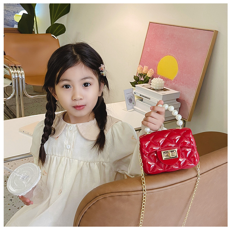 Glossy Pearl Handle Baby Bag