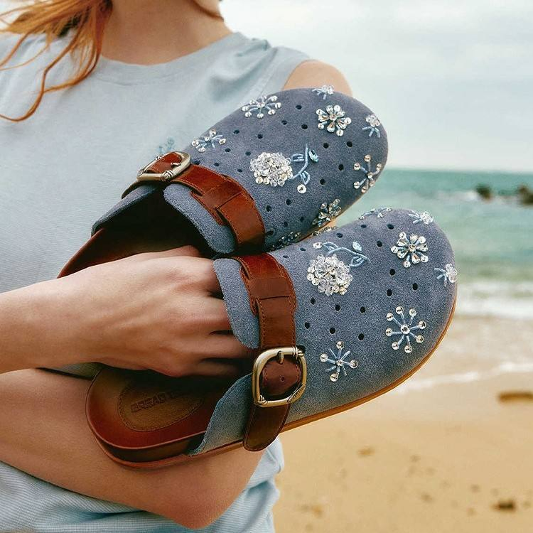 Hand-Beaded Crystal Flower Shoes