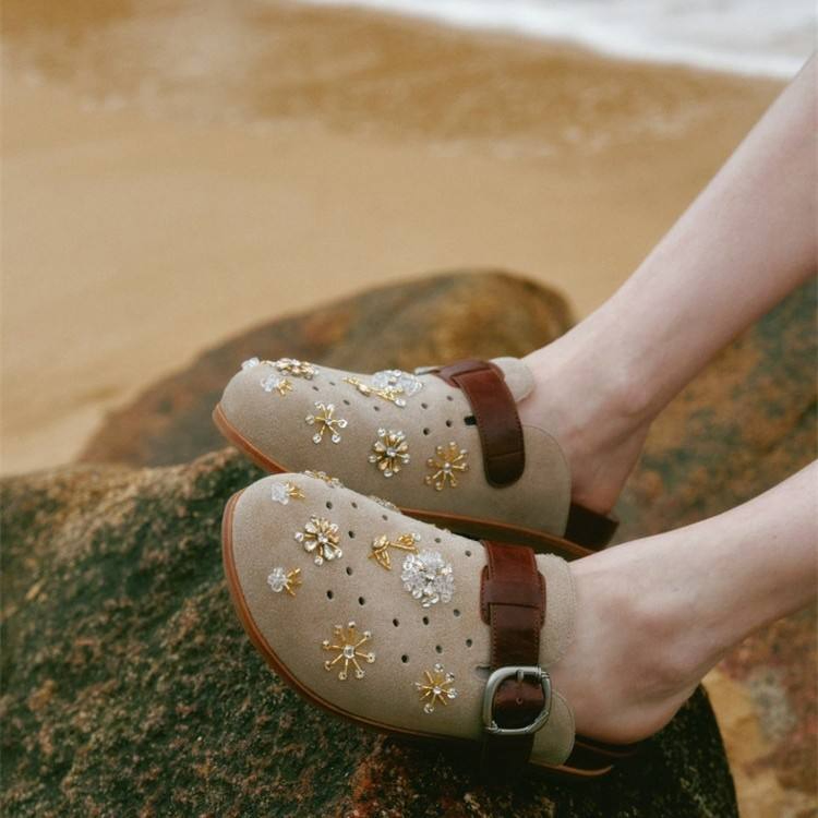 Hand-Beaded Crystal Flower Shoes