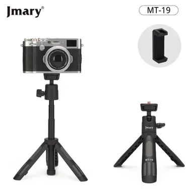 Jmary MT 19 Mini Tripod Stand with Universal Mobile Phone Holder and High Quality Aluminum Alloy Ball Head Black