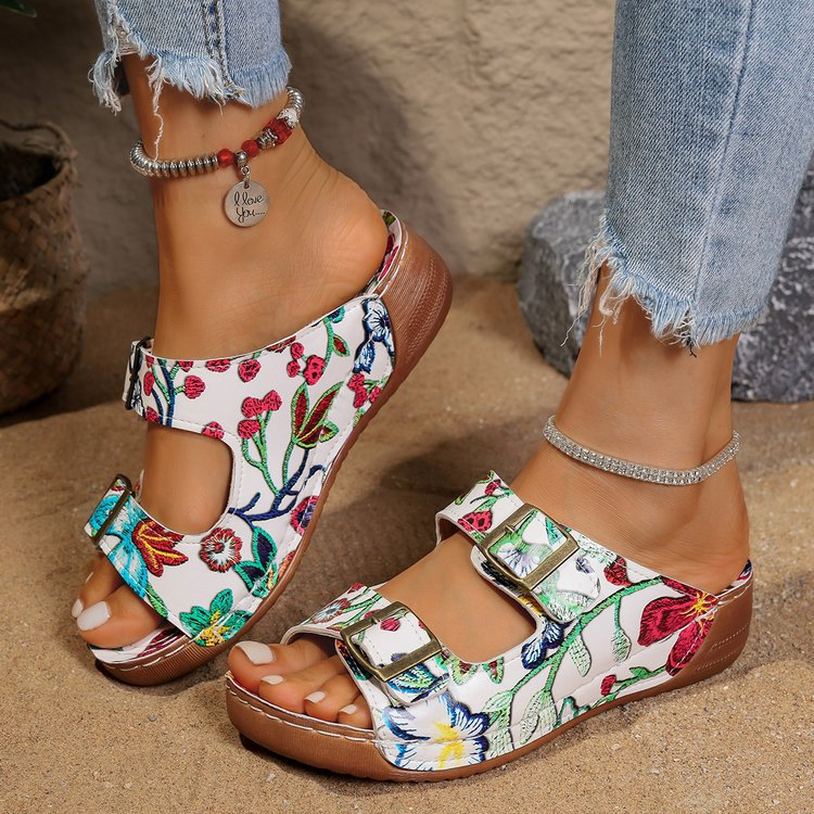 FLORAL PRINTED COMFORT WEDGES
