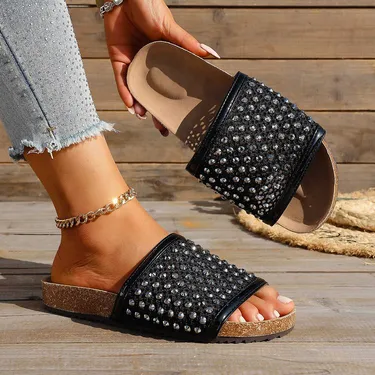 ELARA RHINESTONE SLIDES