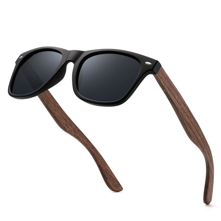 BAMBOO AND WOOD STUDS POLARIZED SUNGLASSES GB-8004GyFLAKES