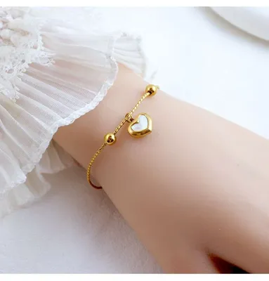  Peach Heart Stainless Steel Bracelet