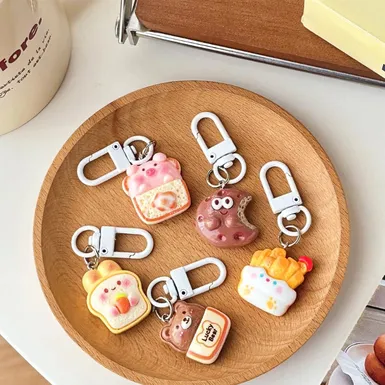 Cartoon Biscuit Bread Motif Keychain (3 Pcs)
