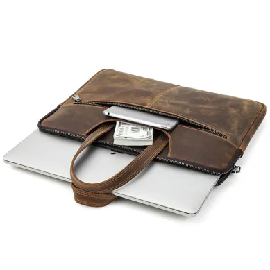 RETRO  CRAZY HORSE LEATHER LAPTOP CASE GB-CF3009Br